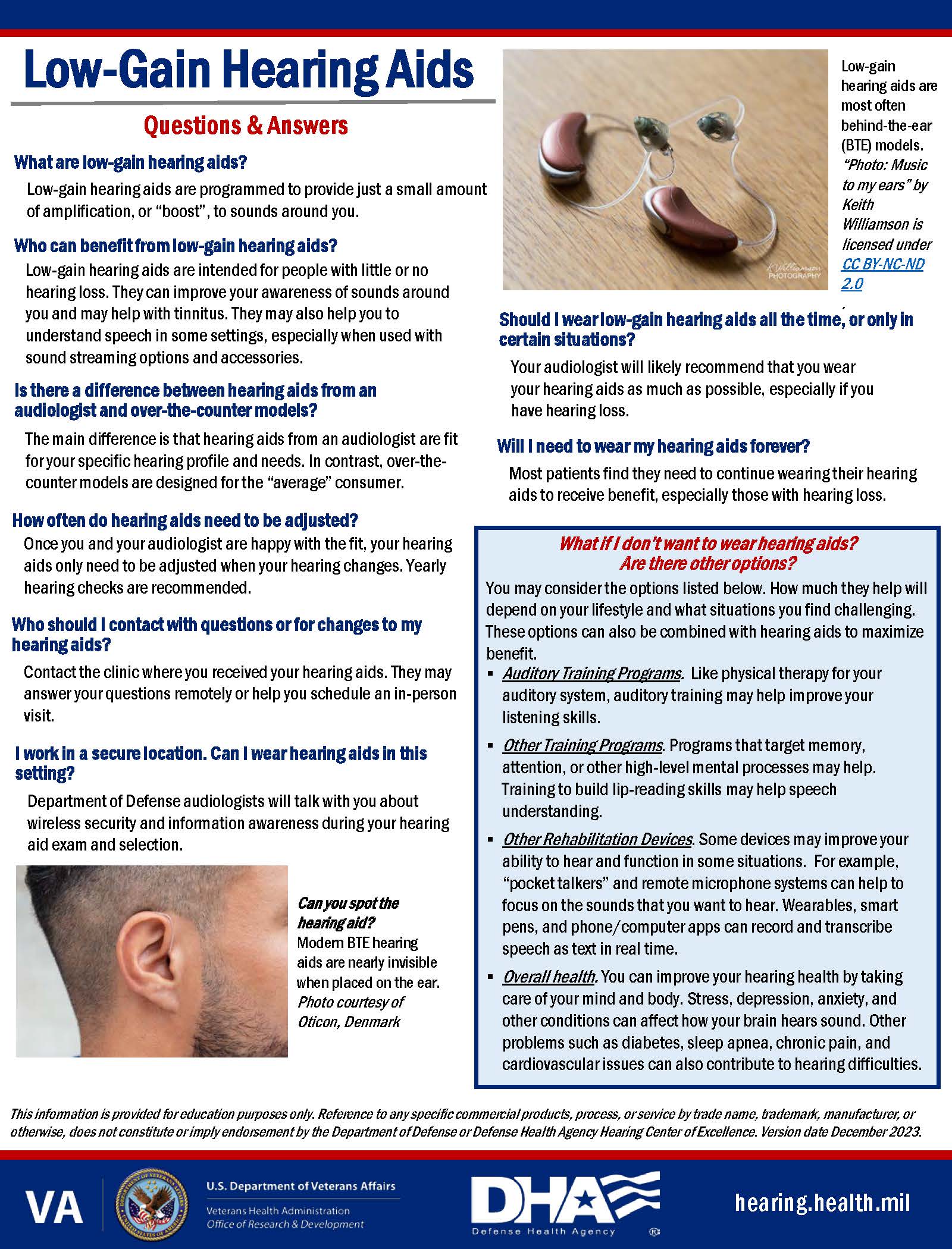 Low Gain Hearing Aid Fact Sheet