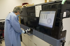 Dr. Hua Wei Chen, a research scientist with Naval Medical Research Command’s infectious diseases diagnostic laboratory, prepares a sample to test for the presence of the Zika virus on May 24, 2023.  (U.S. Navy photo by Michael Wilson)