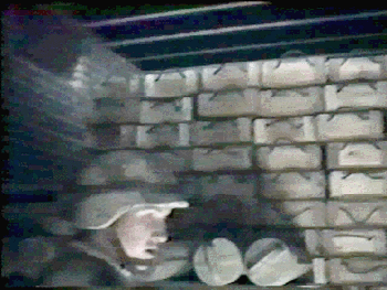 Figure 21. Interior of bunker during inventory; picture from 37th Engineer Battalion videotape
