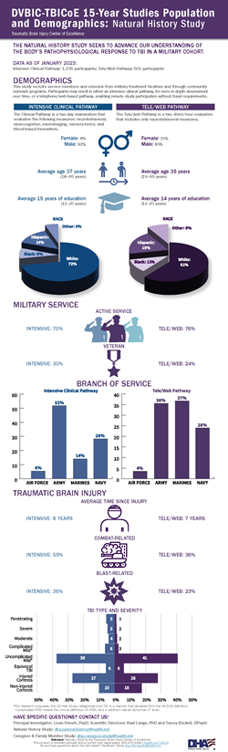 Thumbnail image of the downloadable infographic describing the demographics of the 15-year natural history of TBI study.