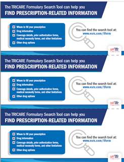 A pharmacy bag insert that explains that the search tool can help beneficiaries find prescription-related information.