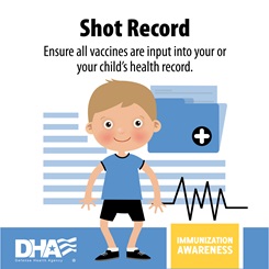 Shot record - ensure all vaccines are input into your or your child's health record