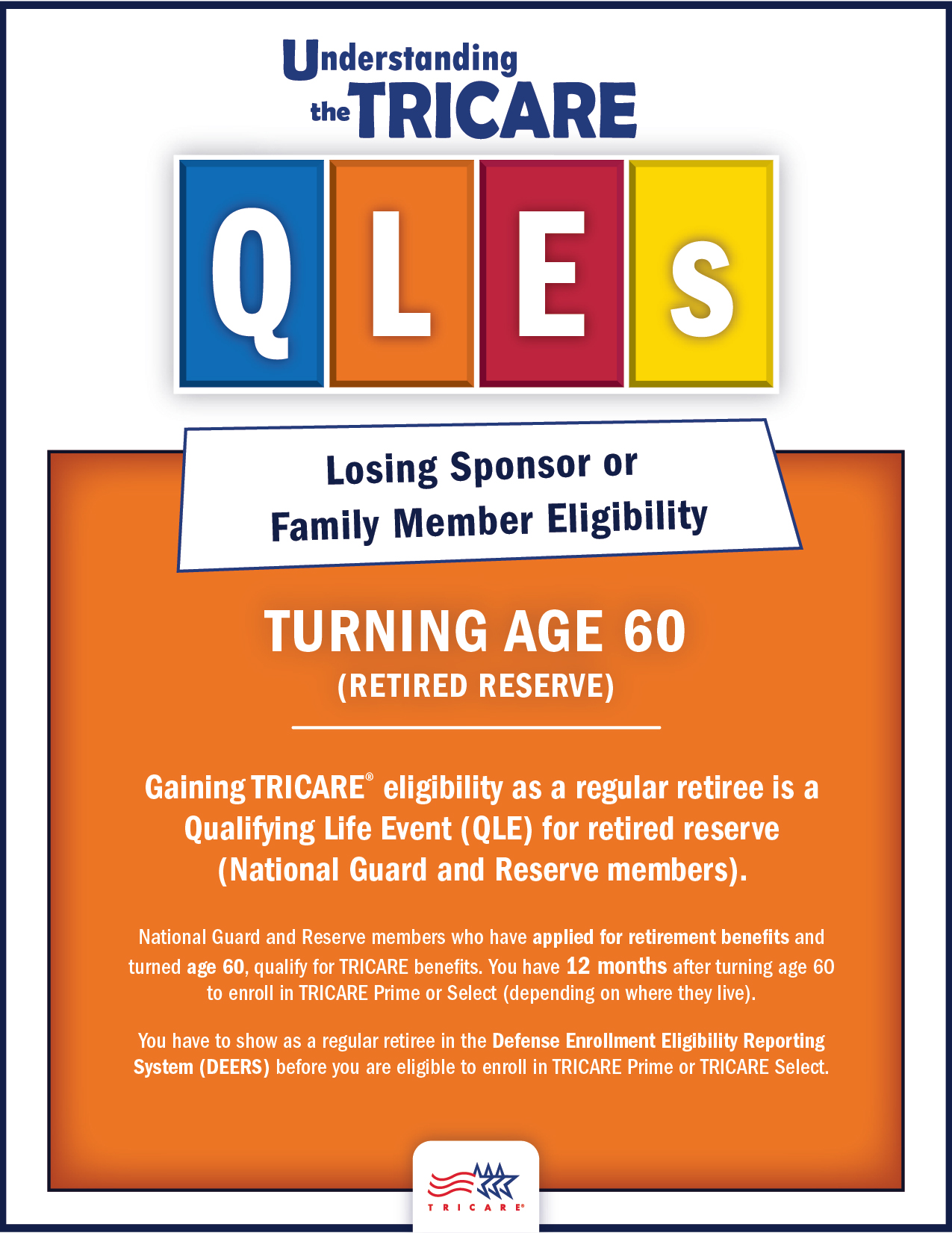 Link to Infographic: This image describes how turning age 60 may change your TRICARE plan options