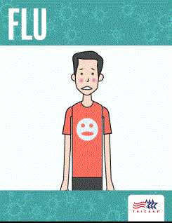 GIF with text about flu symptoms 