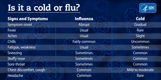 Link to Infographic: Graphic comparing cold and flu symptoms 