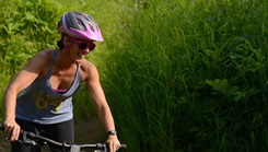 woman riding bicycle