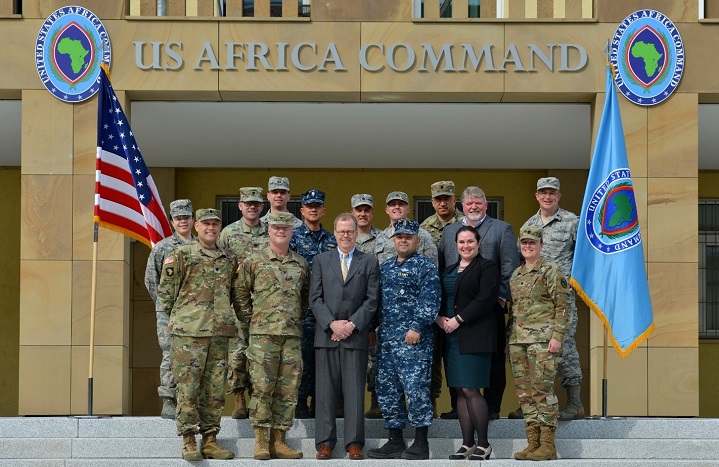 Link to Photo: Acting Assistant Secretary of Defense for Health Affairs Tom McCaffery visits U.S. Africa Command's Command Surgeon and team to discuss the strategic context of global health in advancing shared security objectives with partner nations across the region.  The Department of Defense recognizes that Global Health Engagement activities play a key role to advance U.S. troop operational readiness, build interoperability, and enhance Security Cooperation. 