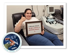 Vanessa Aguilar donating blood