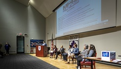 Military personnel in auditorium at Walter Reed National Military Medical Center