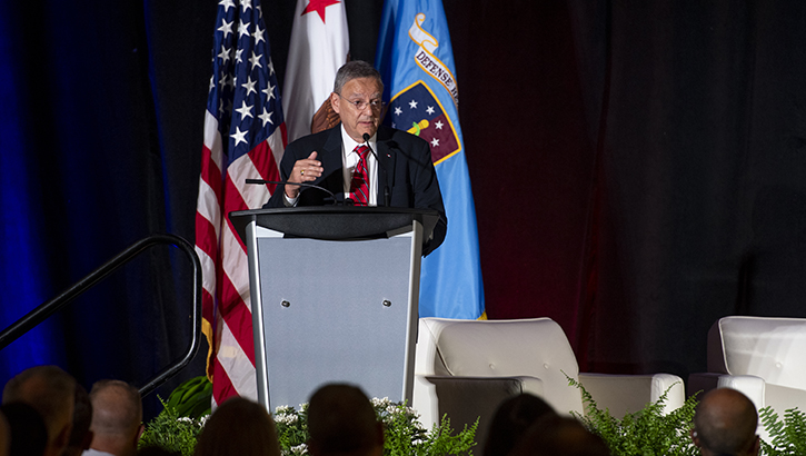 Image of Dr. Lester Martinez-Lopez, Department of Defense’s assistant secretary of defense for health affairs, spoke at the 2023 Defense Health Information Technology Symposium on Aug. 8, 2023, at the Hyatt Regency New Orleans Convention Center in New Orleans, Louisiana.