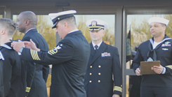 Military personnel at uniform inspection