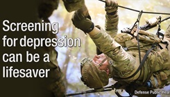 Feeling down, hopeless, tired, irritable, or having trouble concentrating? When you feel more than just sad, getting screened and seeking support and treatment for depression can help reduce the intensity and duration of symptoms. Many resources are available for service members, family members, civilians, retirees, and veterans. (Illustration by Joyce Kopatch/ Defense Centers for Public Health)