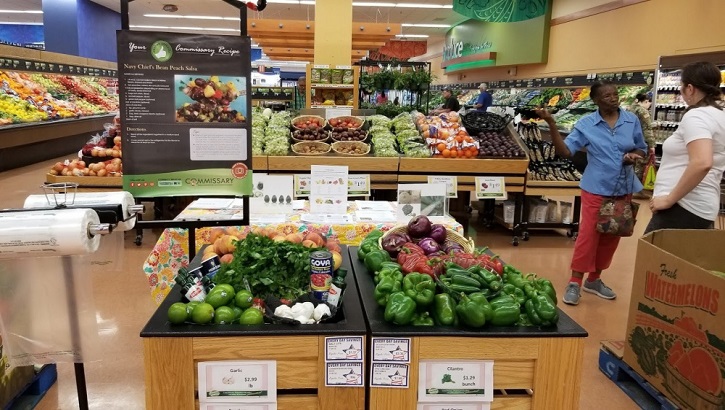 a picture of the produce section at a grocery store