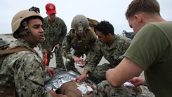 Expeditionary Medical Facility Kilo successfully completed its Operational Readiness Evaluation in Camp Pendleton, California, June 14-21. Approximately 134 EMF Kilo personnel trained in setting up and operating a 50-bed, medical treatment facility. (Photo: U.S. Navy HM2 James Comick, Naval Expeditionary Medical Training Institute) 