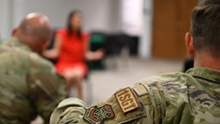 U.S. Air Force Master Sgt. Daniel Peveto, 62d Comptroller Squadron first sergeant, attends a Warrior Heart training at Joint Base Lewis-McChord, Washington, on June 5. The Warrior Heart initiative includes experience-based mentoring, teaching, and training to senior military officers, staff, and students as they develop and sustain resilience programs, events, and activities in support of airmen and families and their well-being. (Photo by U.S. Air Force Airman 1st Class Colleen Anthony)