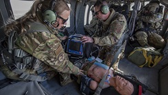 Military personnel during mass casualty exercise