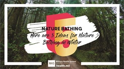 The number 5 against a forest backdrop, with the text "Here are 5 ideas for Nature Bathing in Winter"