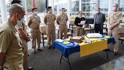 As part of the tradition of recognizing the Navy Medical Corps 152nd anniversary, on May 3, congratulatory letters from Navy Medicine Dental Corps, Civilian Corps, Hospital Corps, Medical Service Corps and Nurse Corps directors were read by representatives of each distinct entity as was well-wishes by U.S. Navy Rear Adm. Guido Valdes, Medical Corps chief (Photo by Douglas H Stutz, NHB/NMRTC Bremerton public affairs officer)