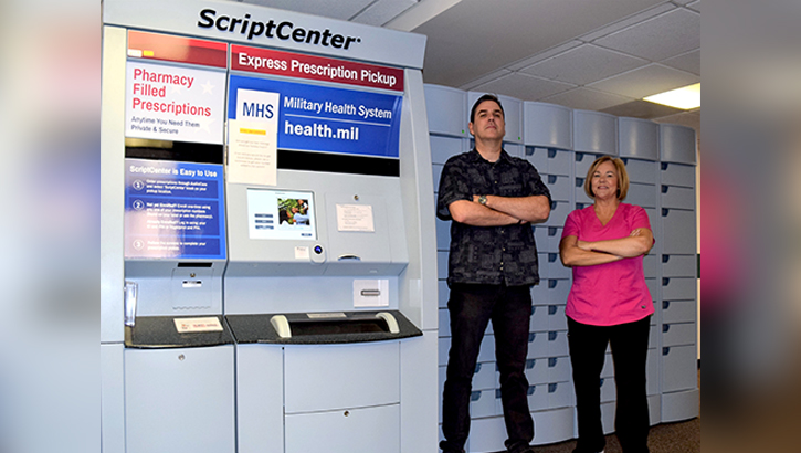 The ScriptCenter is an automated—and secure—prescription refill dispenser available around the clock for eligible beneficiaries at Naval Hospital Bremerton, the Navy Exchange on Naval Base Kitsap Bangor and in the Commons on Naval Station Everett. “If you haven’t tried it, try it out. When linked, Q-Anywhere prescription activation and ScriptCenter dispensing will totally change your pharmacy experience. I guarantee it,” said U.S. Navy Lt. Cmdr. Evan Romrell, assistant department head of the pharmacy at NHB. (Courtesy Photo)