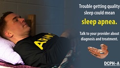 Sleep apnea is a breathing disorder in which one stops breathing for 10 seconds or more during sleep, often repeatedly. The result may be choking noises or loud snoring during sleep, as well as extreme sleepiness during the day, which can decrease the ability to perform certain tasks.  (Graphic illustration by Graham Snodgrass, Defense Centers for Public Health-Aberdeen)