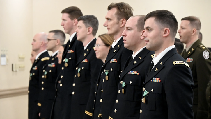 Graduates in uniform at Carl R. Darnall Medical Center graduation