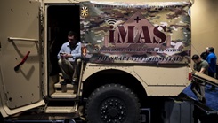 A Joint Light Tactical Vehicle Ambulance Kit prototype sits on display during the first morning of the MHSRS.