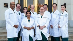 Military medical personnel in lab coats 