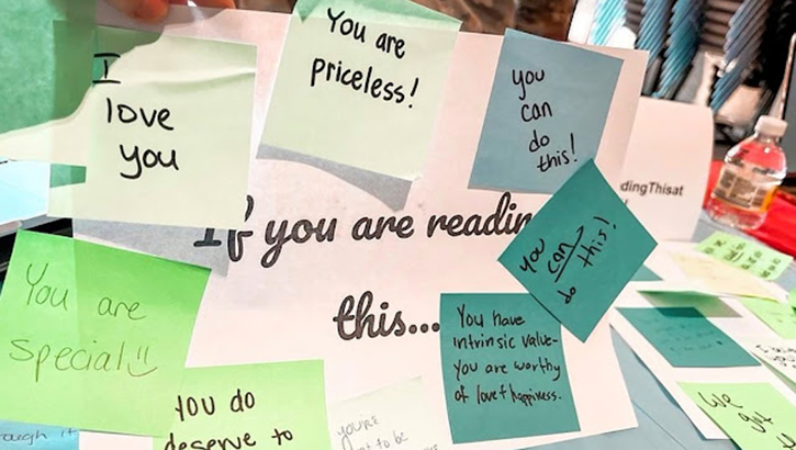 USU students wrote messages of support during the annual USU Connections Fair as a part of the "IfYou'reReadingThis at USU" mental health support initiative. (Courtesy Photo)