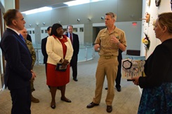 David J. Shulkin, Secretary of the Department of Veterans Affairs, visits Walter Reed National Military Medical Center Bethesda, Maryland, April 27. Shulkin, who visited the medical center for the first time, spoke with various providers throughout the facilities to learn about the medical care given at the hospital.