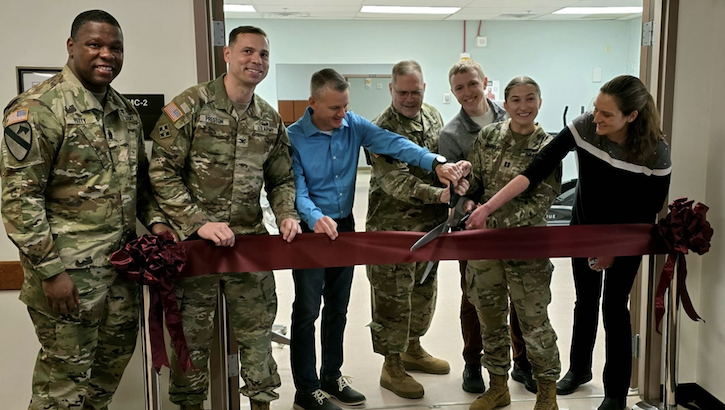 miliary personnel at ribbon cutting ceremony