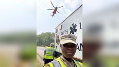 “It was surreal, it was unexpected,” said U.S. Army Reserve Spc. Ana Baker, a health care specialist, assigned to the 399th Field Hospital, 803rd Hospital Center. Baker was on a ride-along training with an emergency medical service while conducting a joint medical assistance operation with the Minnesota Army National Guard, when the ambulance got the call for help. 